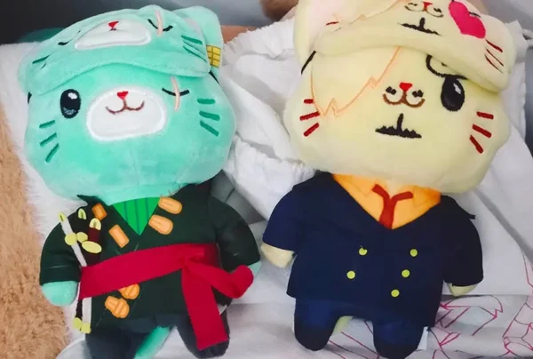 14cm Anime One Piece Movic Cats Series Plush Pendant Luffy Doflamingo Sanji Law Ace Cotton Pendant With Cat Patch Mask Gift Toys - Image 4