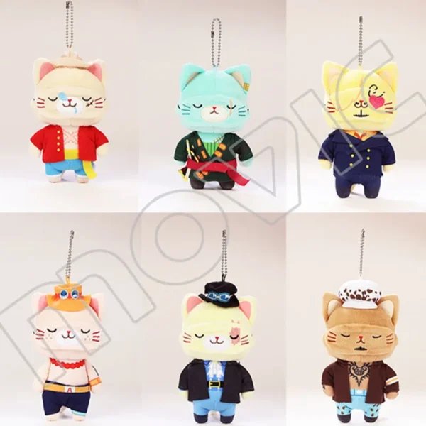 14cm Anime One Piece Movic Cats Series Plush Pendant Luffy Doflamingo Sanji Law Ace Cotton Pendant With Cat Patch Mask Gift Toys - Image 6