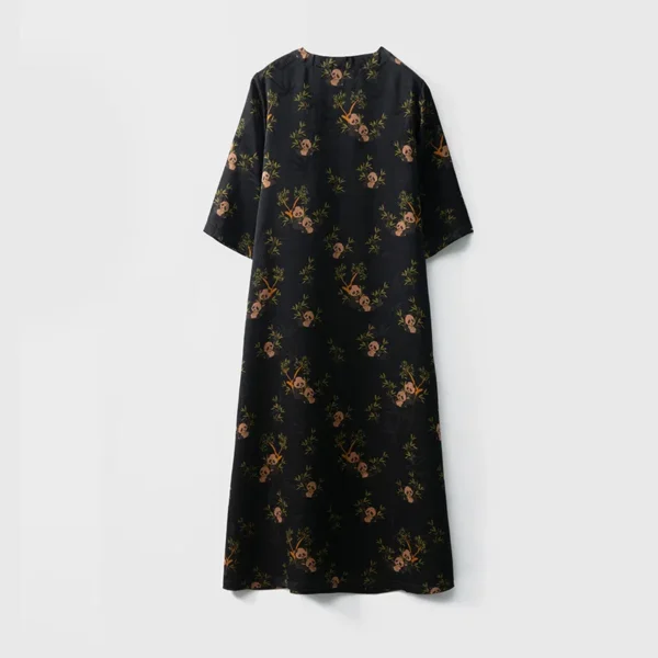 High Quality Silk Satin Twisted Rose Fragrant Cloud Yarn Jacquard Dress Long Panda Chinese Style 100 Improved Cheongsam - Image 3