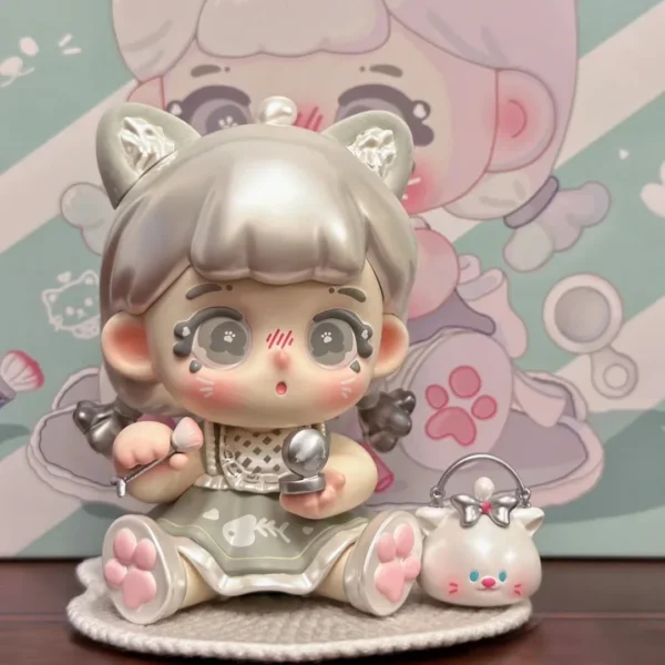 Little Peach Candy Girl Figure Cute Girl with Cat Ear Silver Color Little Sugar Doll Sweet Baby Designer Toys Art Decoration - Image 4