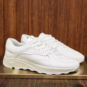 Spring Summer Men Breathable Joggers Sneakers Lace Up Thick Platform Cowhide Genuine Leather Shoes Lightweight Training Footwear