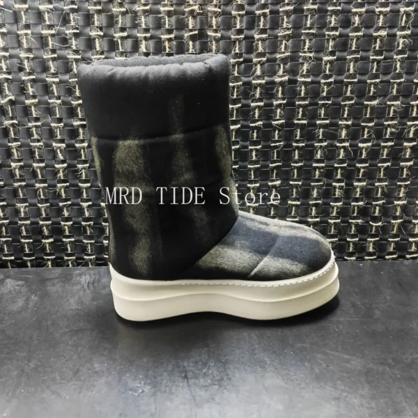 Men Boots Women Canvas Cotton Tie-Dye Mid-Calf Snow Shoes Warm Platform Increase High Street Vintage Luxury Sneakers Owens - Image 4