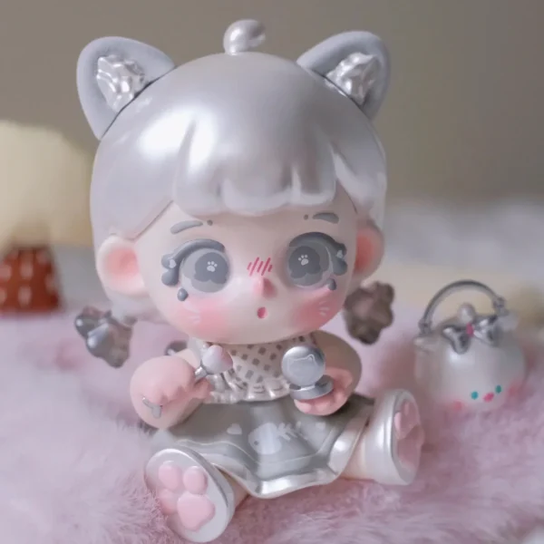 Little Peach Candy Girl Figure Cute Girl with Cat Ear Silver Color Little Sugar Doll Sweet Baby Designer Toys Art Decoration - Image 5