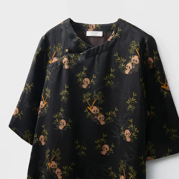 High Quality Silk Satin Twisted Rose Fragrant Cloud Yarn Jacquard Dress Long Panda Chinese Style 100 Improved Cheongsam - Image 2