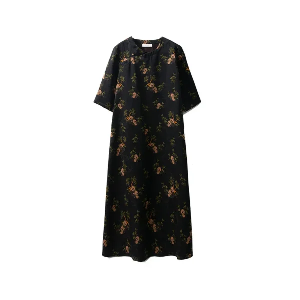 High Quality Silk Satin Twisted Rose Fragrant Cloud Yarn Jacquard Dress Long Panda Chinese Style 100 Improved Cheongsam - Image 5