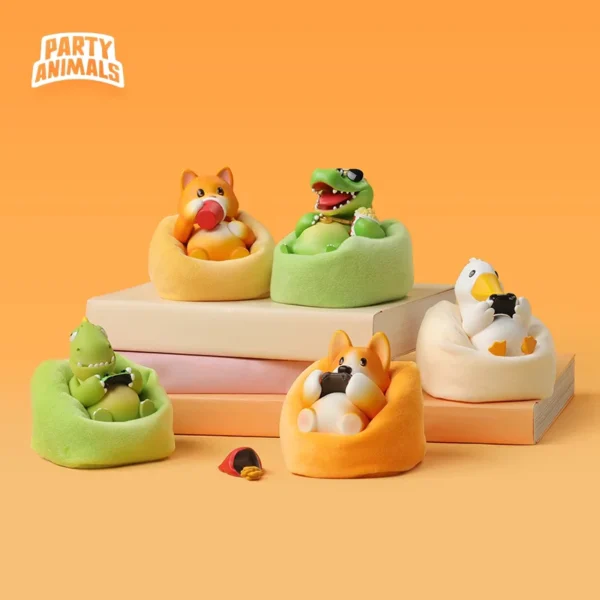 2025 New Arrival Partyanimals Anime Figure Party Animal Lying Win Series Handmade Cute Cat Duck Collection Desktop Ornament Toy - Image 3