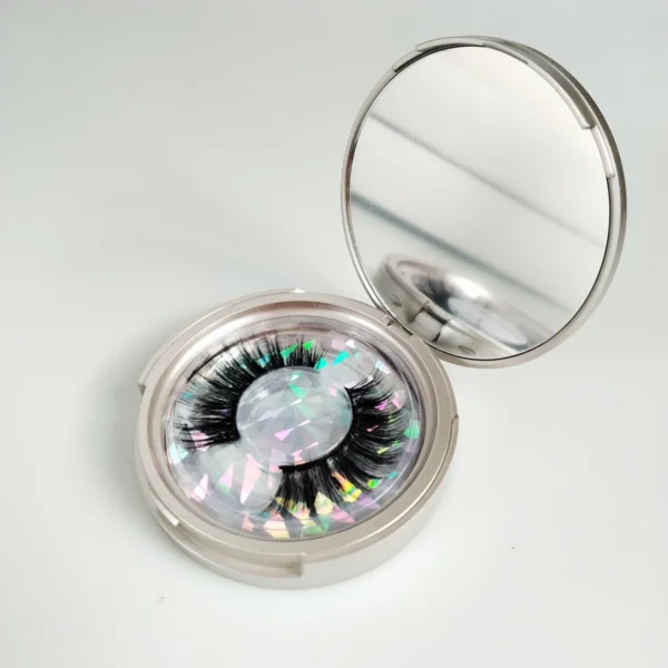 Wholesale Lash Packaging Box Round Lash boxes with Mirror 8-20mm Mink Eyelashes Packaging Box Empty Makeup Beauty - Image 2
