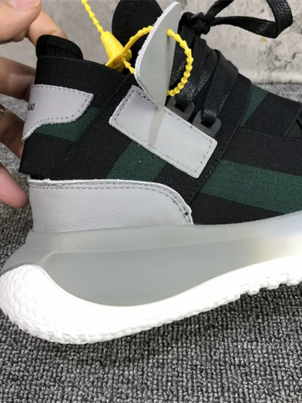 Men Breathable Stretch Fabric Sneakers Leather Patchwork Thick Platform Casual Shoes Street Footwear Red Joggers High Top Shoes - Image 6