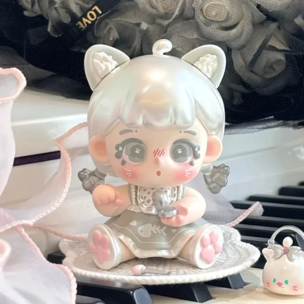 Little Peach Candy Girl Figure Cute Girl with Cat Ear Silver Color Little Sugar Doll Sweet Baby Designer Toys Art Decoration - Image 2