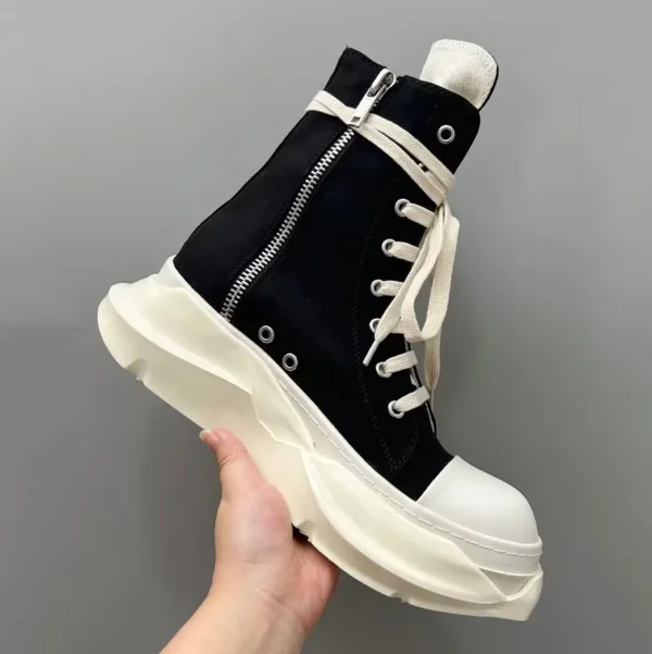 Spring, summer, and autumn thick soled sponge cake shoes, canvas shoes, men's and women's high top trendy shoes, side five-star - Image 3