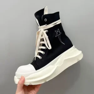 Spring, summer, and autumn thick soled sponge cake shoes, canvas shoes, men's and women's high top trendy shoes, side five-star