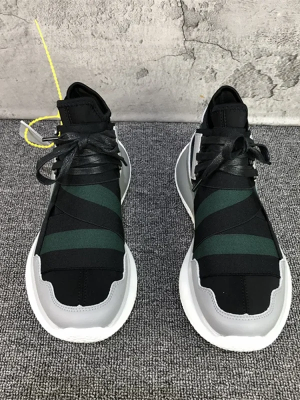 Men Breathable Stretch Fabric Sneakers Leather Patchwork Thick Platform Casual Shoes Street Footwear Red Joggers High Top Shoes - Image 2